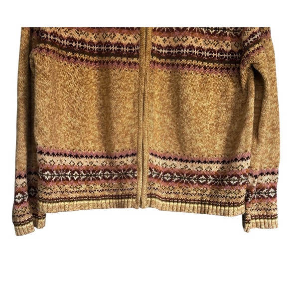 Tiara International Women's Size XL Zip Cardigan Tan & Purple Nordic Cottagecore - Picture 4 of 7